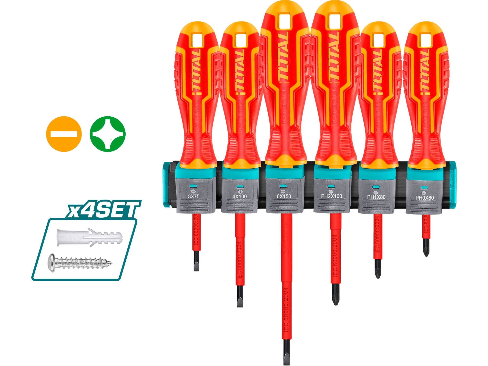 Šroubovák, sada 6 kusů, 1000 V, VDE, průmysl, CrV