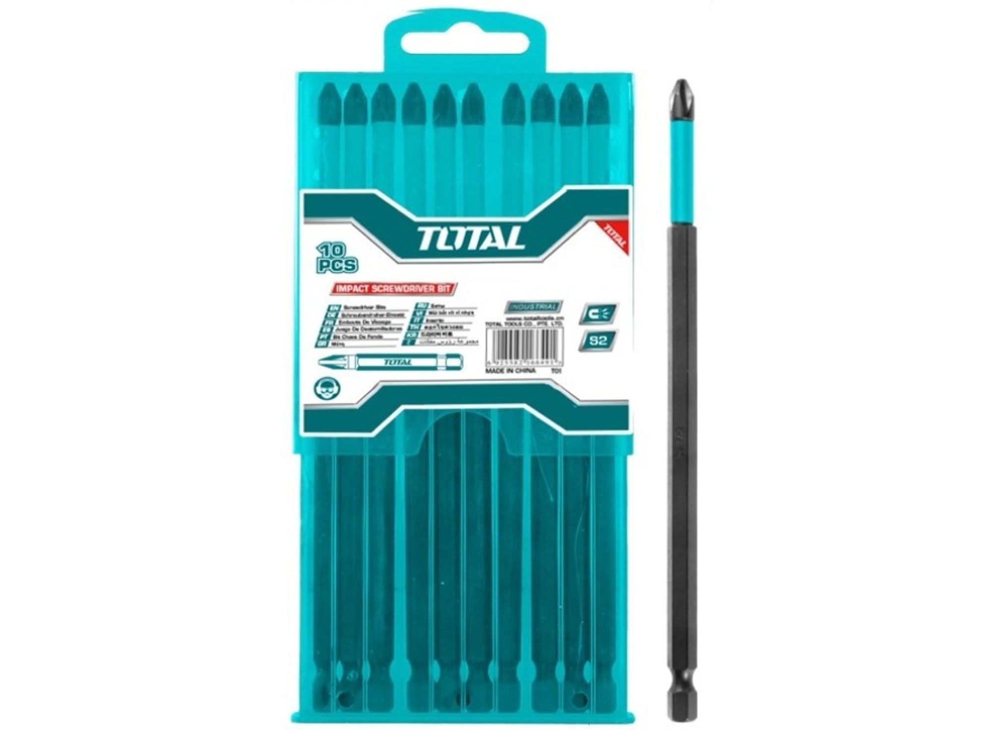 Total Rázové šroubovací bity, 250 mm, S2, sada 10 kusů, průmyslové použití Total Rázové šroubovací bity, 250 mm, S2, sada 10 kusů, průmyslové použití